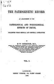 Cover of: The Pathogenetic Record: An Arrangement of the Pathological & Toxicological ...