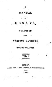 Cover of: A manual of essays, selected from various authors