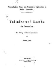 Cover of: Voltaire und Goethe als Dramatiker: Ein Beitrag zur Literaturgeschichte by 