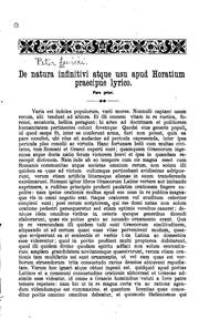 Cover of: De natura infinitivi atque usu apud Horatium praecipue lyrico