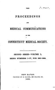 Cover of: Proceedings of the Connecticut Medical Society ...