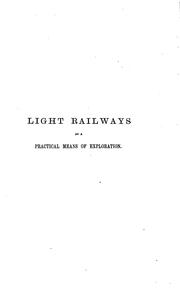 Cover of: Light Railways as a Practical Means of Exploration. 48 Illus