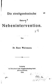 Cover of: Die Streitgenössische Nebenintervention by 