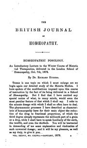 Cover of: The British Journal of Homoeopathy by 