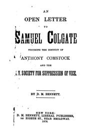 Cover of: An Open Letter to Samuel Colgate
