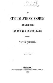Cover of: De civium atheniensium muneribus eorumque immunitate