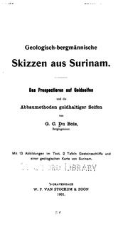 Cover of: Geologisch-bergmännische Skizzen aus Surinam: Das Prospectieren auf Goldseifen und die ...