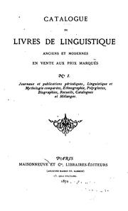 Cover of: Catalogue de livres de linguistique ... anciens et modernes en vente aux prix marqués by 