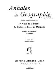 Cover of: Annales de géographie