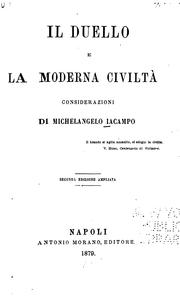 Cover of: Il duello e la moderna civiltà