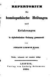 Cover of: Repertorium für homöopathische Heilungen und Erfahrungen, in alphabetischer ...