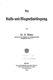 Cover of: Die Kalk- und Magnesiadüngung