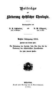 Cover of: Die Bedeutung der Sprüche Jesu Ben sira für die Datierung des althebräischen Spruchbuches