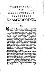 Cover of: Verzameling van Nederduitsche byvoeglyke naamwoorden, uit verscheiden ...