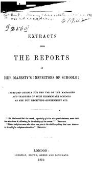 Cover of: Extracts from the Reports of Her Majesty's Inspectors of Schools ...: Intended Chiefly for the ...