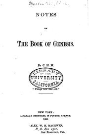 Cover of: Notes on the Book of Genesis