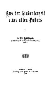 Aus der Studentenzeit eines alten Pastors by Friedrich Hashagen