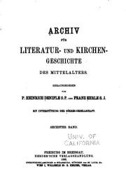 Cover of: Archiv F�ur Literatur- und Kirchengeschichte des Mittelalters by 