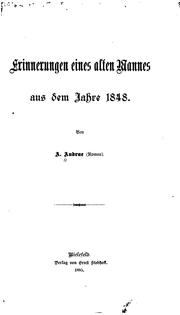 Cover of: Erinnerungen eines alten Mannes aus dem Jahre 1848