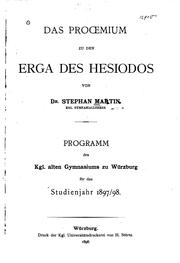 Cover of: Das Prooemium zu den Erga des Hesiodos