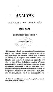 Cover of: Analyse chimique et comparée des vins du département de la Gironde by 