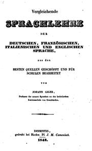 Cover of: Vergleichende Sprachlehre der deutschen, französischen, italienischen und englischen Sprache