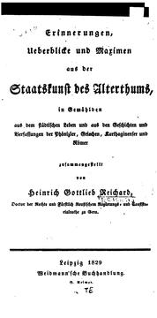 Cover of: Erinnerungen, Ueberblicke und Maximen aus der Staatskunst des Alterthums by 