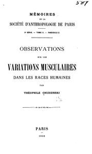 Cover of: Observations sur les variations musculaires dans les races humaines