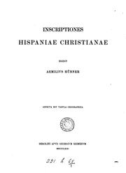 Cover of: Inscriptiones Hispaniae Christianae, ed. A. Hübner. [With]