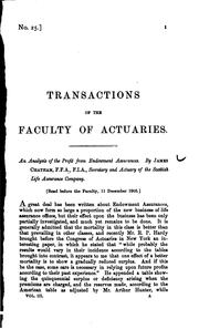 Cover of: Transactions of the Faculty of Actuaries