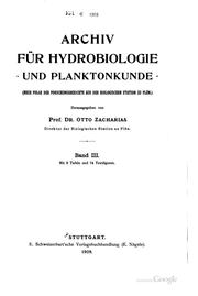 Archiv für Hydrobiologie und Planktonkunde: Neue Folge der ... by Biologische Station zu Plön