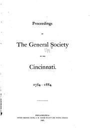 Cover of: Proceedings of the General Society of the Cincinnati, 1784-