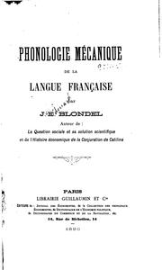 Cover of: Phonologie mécanique de la langue française