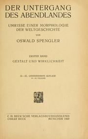 Cover of: Der Untergang des Abendlandes by Oswald Spengler