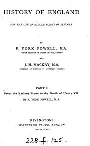 Cover of: History of England, by F.Y. Powell and (T.F. Tout).