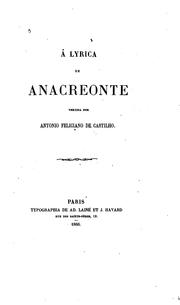 Cover of: A lyrica de Anacreonte