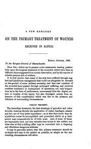 Cover of: A Few Remarks on the Primary Treatment of Wounds Received in Battle: A ...