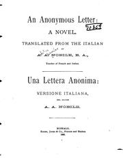 An Anonymous Letter: a Novel. Tr. from the Italian by A.A. Nobile ...: Una Lettera Anonima by Achilles Alexander Nobile