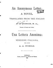 Cover of: An Anonymous Letter: a Novel. Tr. from the Italian by A.A. Nobile ...: Una Lettera Anonima