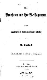 Cover of: Die Propheten und ihre Weissagungen