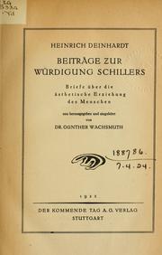 Beiträge zur Würdigung Schillers by Heinrich Deinhardt