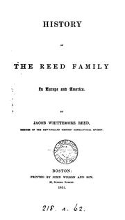 Cover of: History of the Reed family in Europe and America