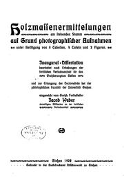 Cover of: Holzmassenermittelungen am stehenden Stamm auf Grund photographischer Aufnahmen...