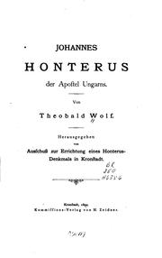 Cover of: Johannes Honterus, der Apostel Ungarns by 