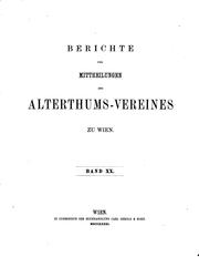 Cover of: Berichte und Mittheilungen des Alterthums-vereines zu Wien