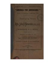 "America for Americans!": The Typical American : Thanksgiving Sermon of Rev. John P. Newman at ... by Bp John Philip Newman