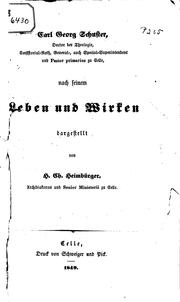 Cover of: Carl Georg Schuster, nach seinem Leben und wirken