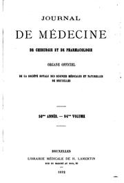 Cover of: Journal de médecine, de chirurgie et de pharmacologie