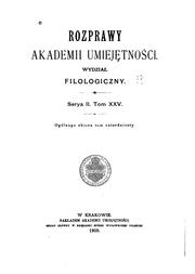 Cover of: Rozprawy Wydziału Filologicznego