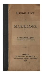 Cover of: Hindu law on marriage